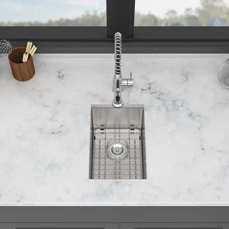 

10" Undermount Stainless Steel Kitchen Sink - 16 Gauge, 8" Deep Single Bowl Sink Basin, 10" x 18" x 8" Dimensions