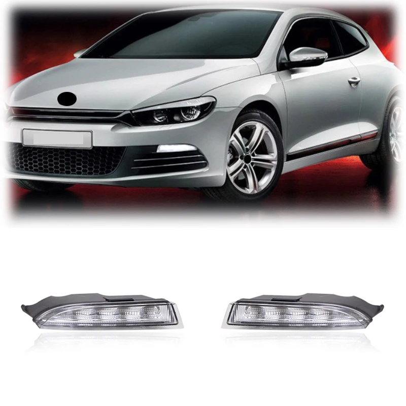 

Gobison Front Bumper Lamp Assembly DRL Daytime Amber Turn Signal Light for VW Scirocco R 2010-2014 Fog Lights