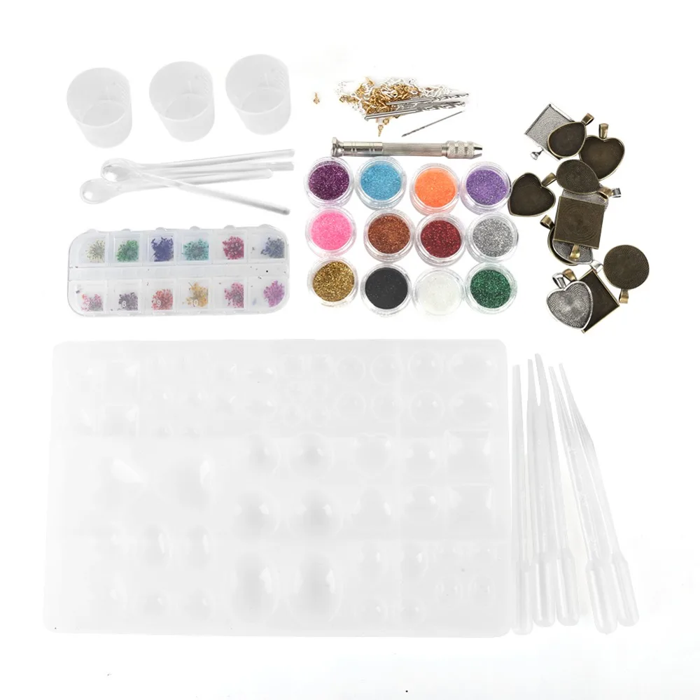 107Pcs Various Colors Epoxy Resin Silicone Tools Different Styles Suit Time Gem Jewelry Tools DIY Crystal Glue Tool Kit