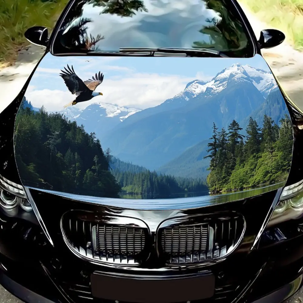 Sky Soaring Eagles Landscape Car Hood Wrap Color Vinyl Sticker Truck Graphic Bonnet DIY Auto Accessories Decoration Decal Gift