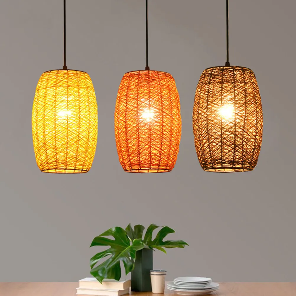 Rustic Rattan Chandelier Woven Ceiling Lamp Easy Install Hanging Light for Tearoom Restaurant Party Home Rattan Chandelier