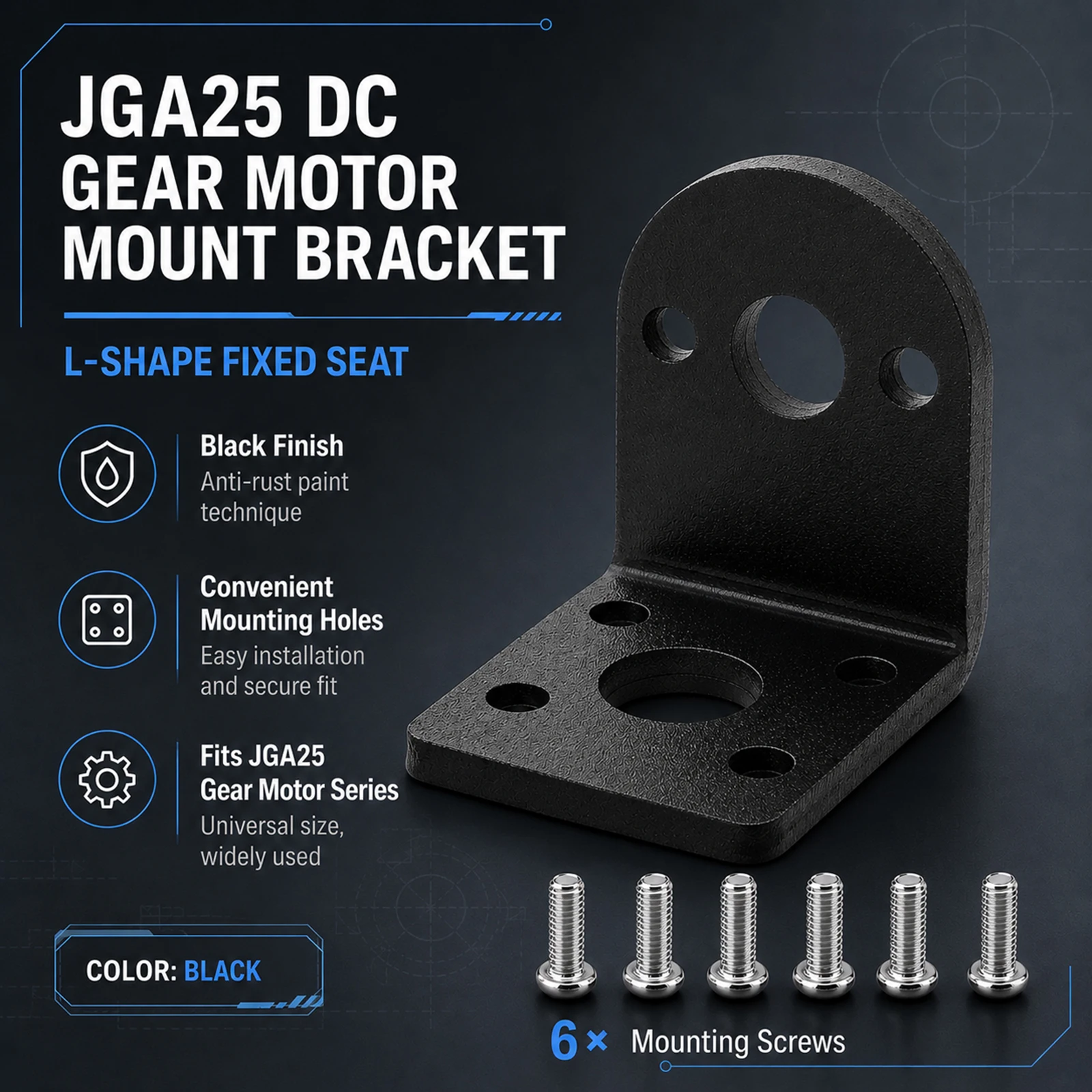 JGA25 DC Gear Motor Mount Bracket Gearbox L Shape Fixed Seat Gear Reduction Motor Holder Motor Universal Accessorie