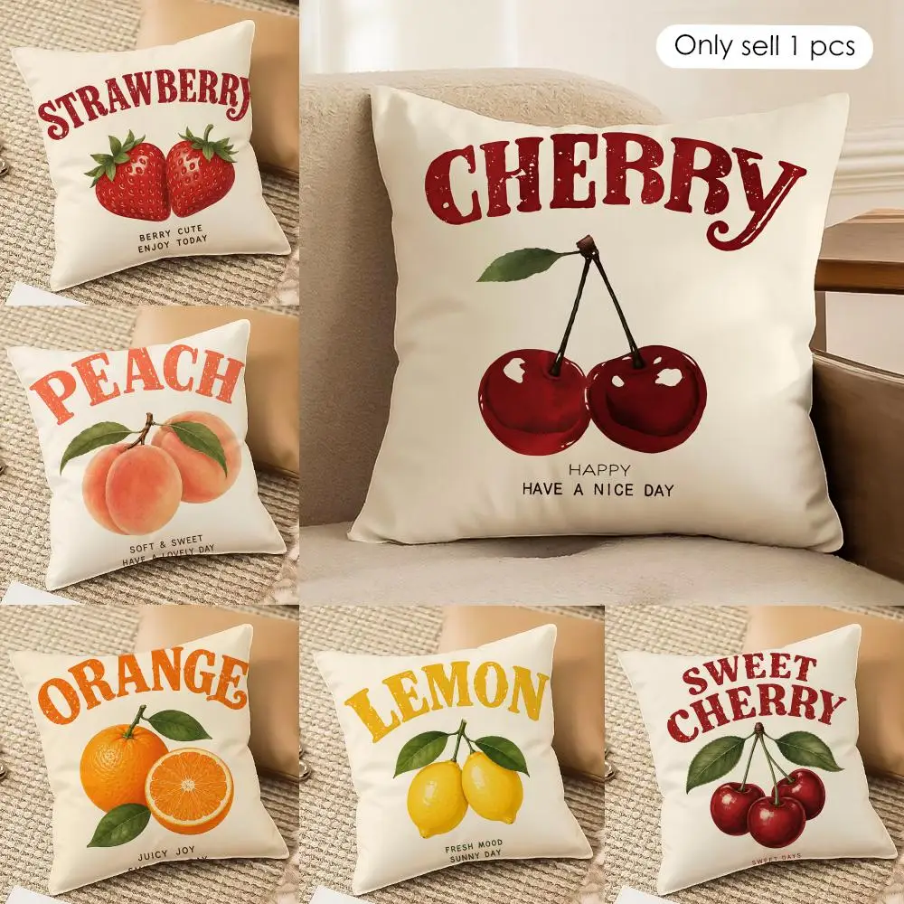 Fashion Cherry Lemon Peach Cushion Cover Square Pillow Bedroom Sofa Leisure Comfort Living Room Home Decoration 40X40