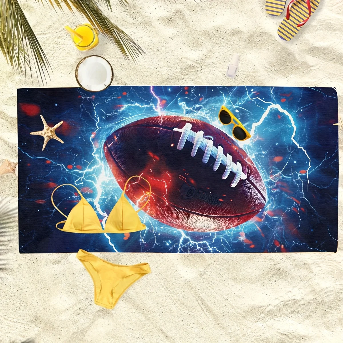 Spring Lightning American Football Beach Towel For Men And Women Extra Large Pool Swimming Bath Towels Lounge Chair Towel