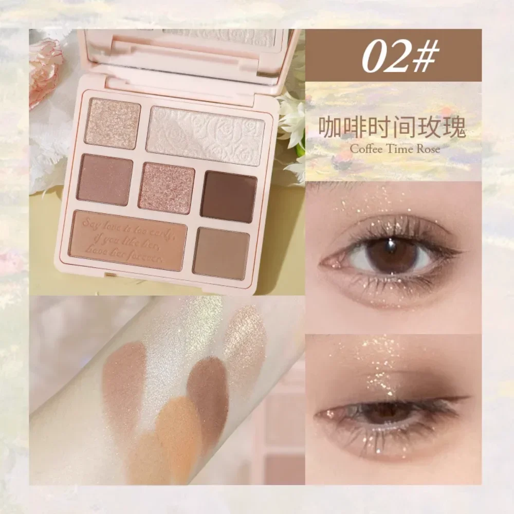 HOLD LIVE Paris Garden Petal Painting 9-Color Eyeshadow Palette Niche Milk Tea Earth Color Pearlescent Matte Makeup Cosmetics