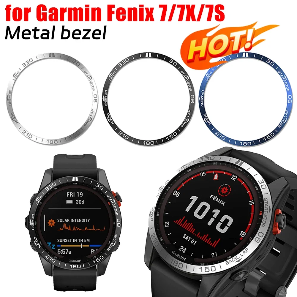 Stainless Steel Ring Cover For Garmin Fenix 7 7X 7S Smart Watch Metal Bezel Ring Sculptured Time Protection Case