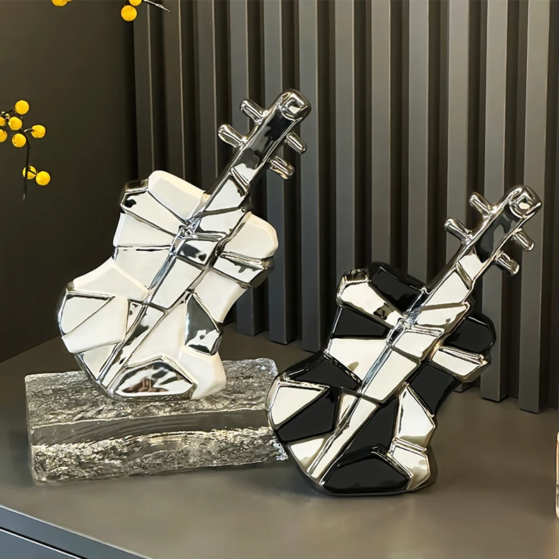 

Creative Simulation Violin Sculpture Ceramic Gift, Home High-end Art, Wine Cabinet, Office, Study, Living Room, Decorations, 1Pc
