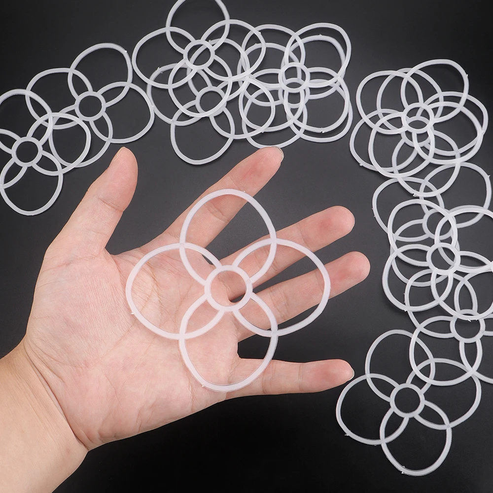 100pc White Plastic Flower-Shaped Weaving Mesh Sheet, DIY Knitting Craft Floral Pattern, Ideal for DIY Weaving Yarn & Ribbon Bag - view 3