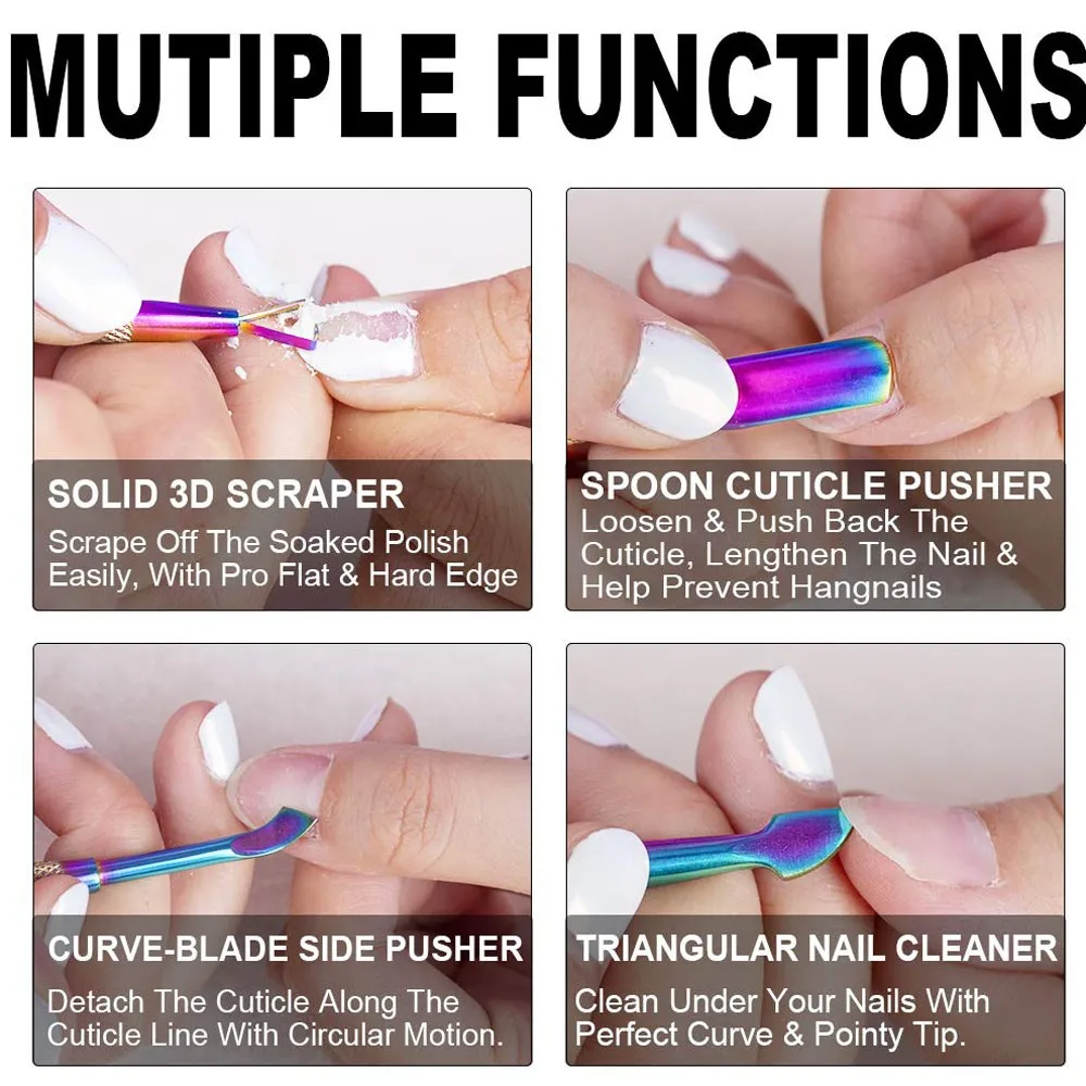Stainless Steel Nail Cuticle Pusher Double-Ended Polish Gel Remover Nail Scraper Dead Skin Remover Salon Manicure Nail Art Tools