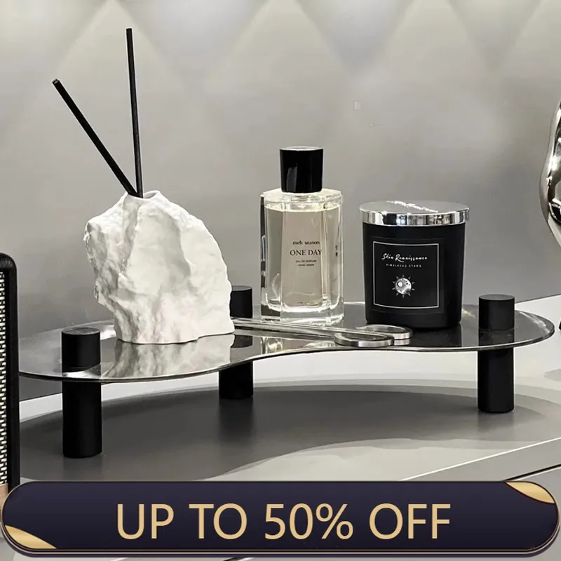 Modern Light Luxury Fashion Stainless Steel Tall Foot Aromatherapy Pallet Bathroom Advanced Perfume Cup Storage Tray