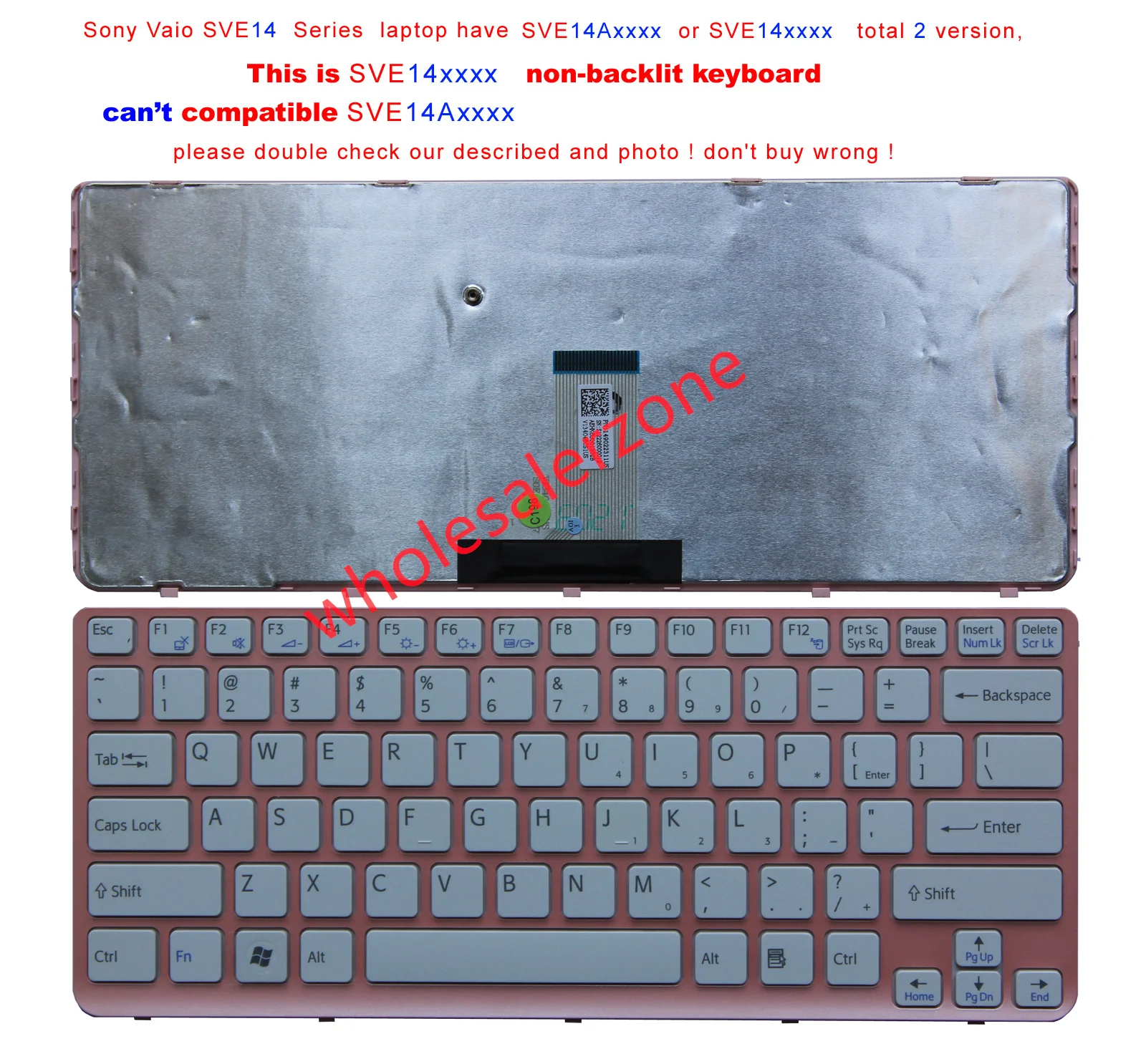 Novo teclado americano branco rosa moldura para sony sve14xxxx,SVE-14xxxx, sve14, sve14126ccb, sve14126ccw sve1412aycw laptop de 14 polegadas