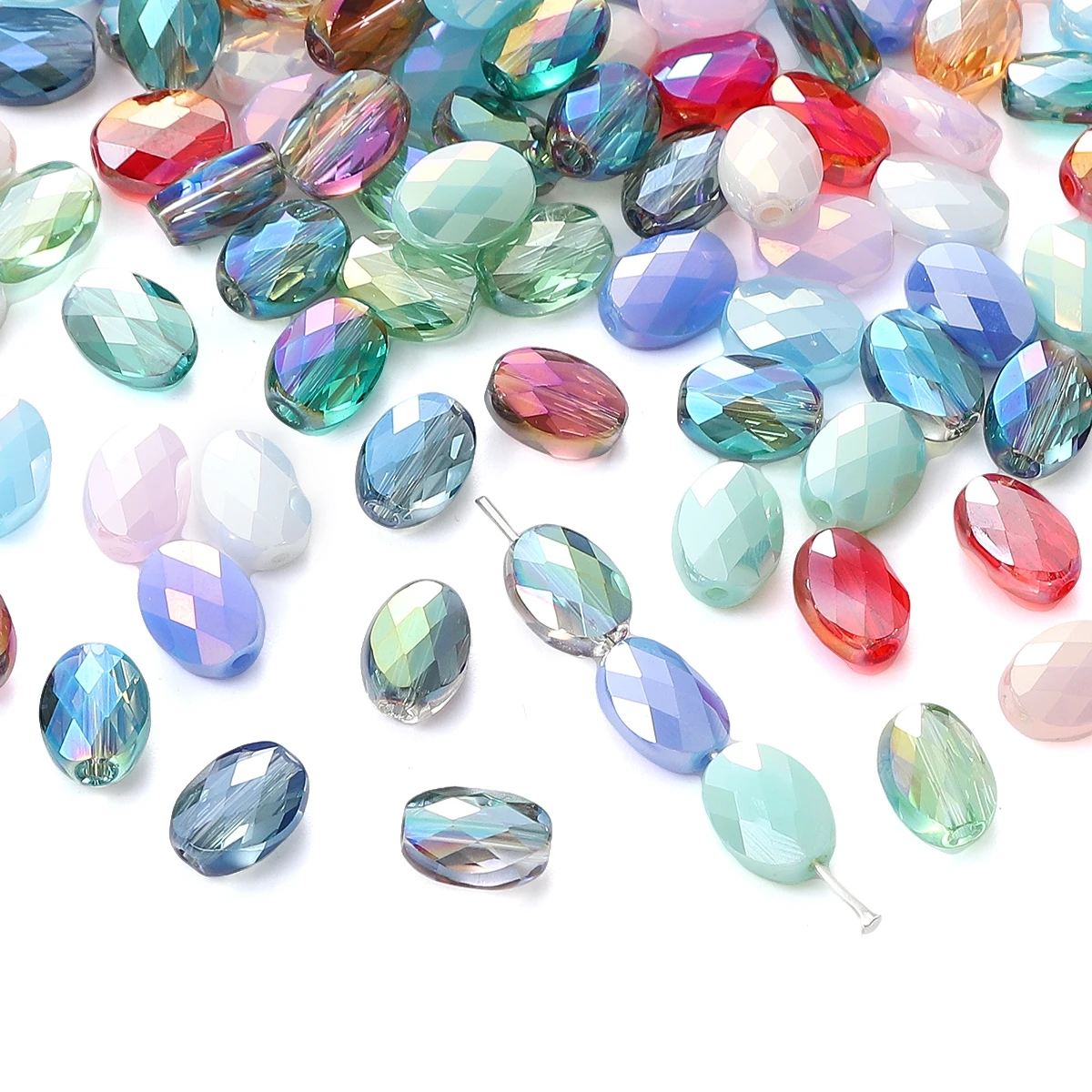 About 10Pcs Cut Transparent Crystal Beads Scattered Beads Handmade DIY Jewelry Bracelet Necklace Accessories Materials