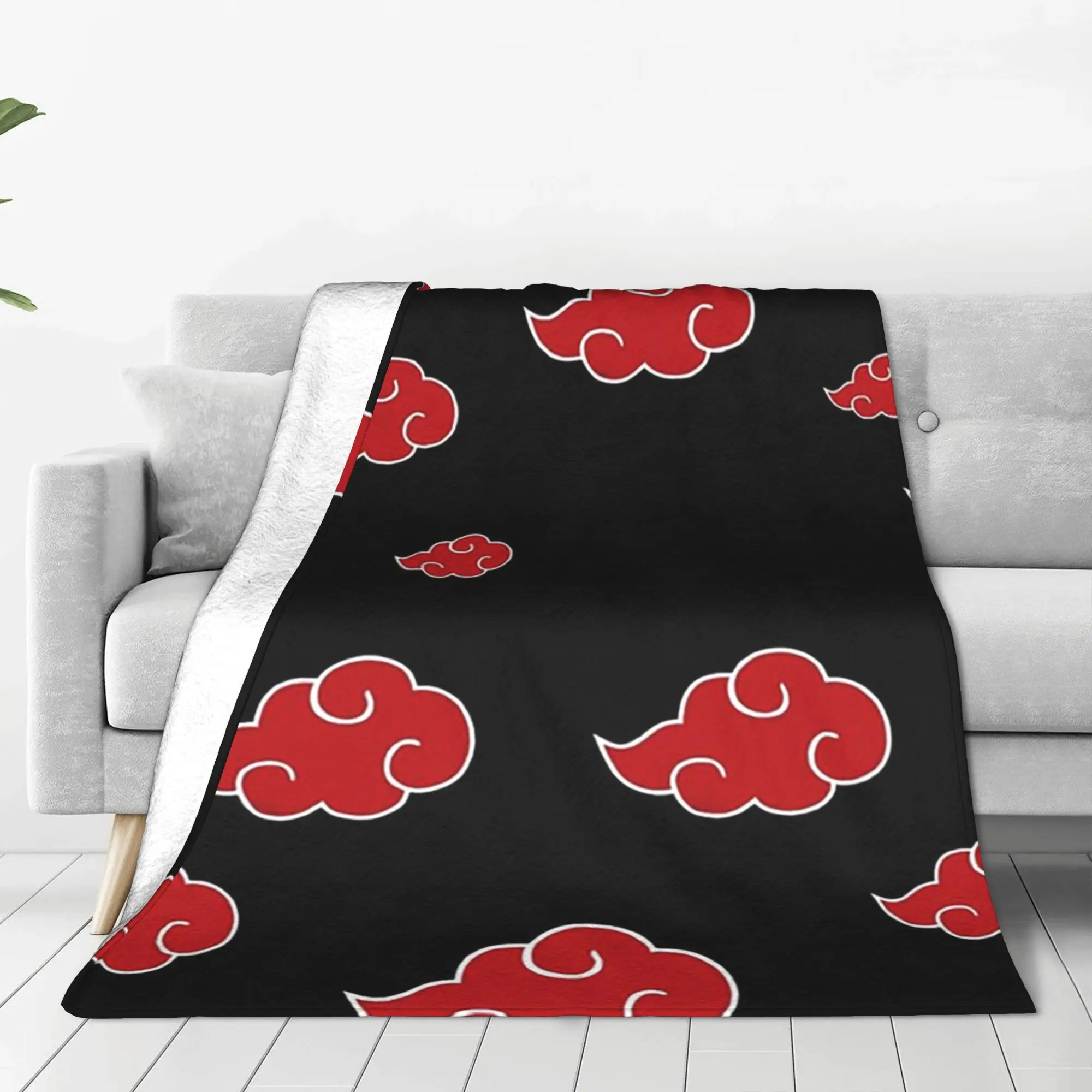 

Black and Red Cloud Blankets Portable Flannel Sofa Throw Blanket for Couch Bedding Outdoor Throws Bedspread Quilt