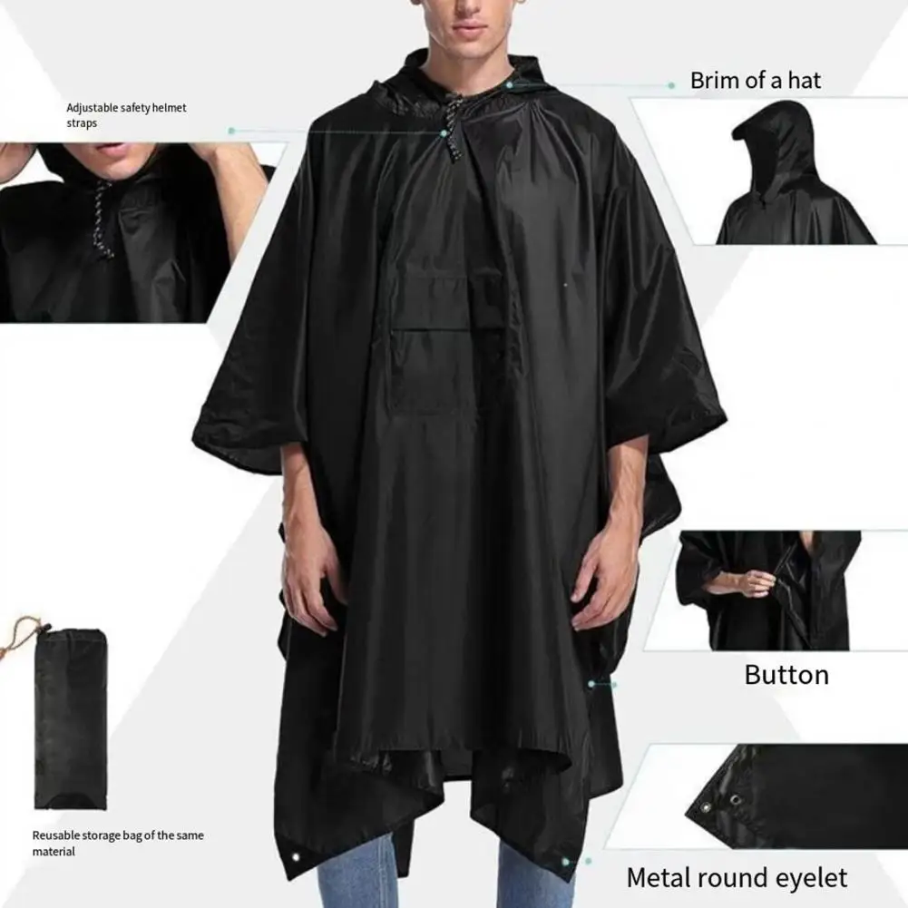 Compact Rain Poncho Waterproof Raincoat Waterproof Hooded Raincoat for Men Women Long Reusable Rain Jacket with Drawstring