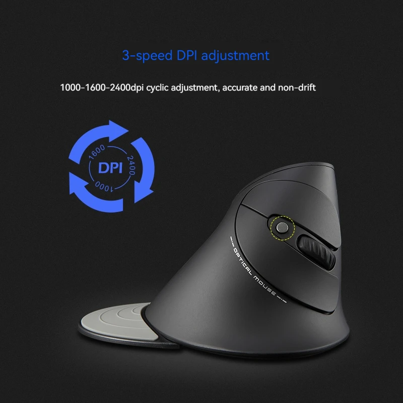 Zelotes F-17 Grip Mouse verticale 2.4G Mouse wireless Regolazione DPI a 3 velocità Mouse da gioco per computer portatile