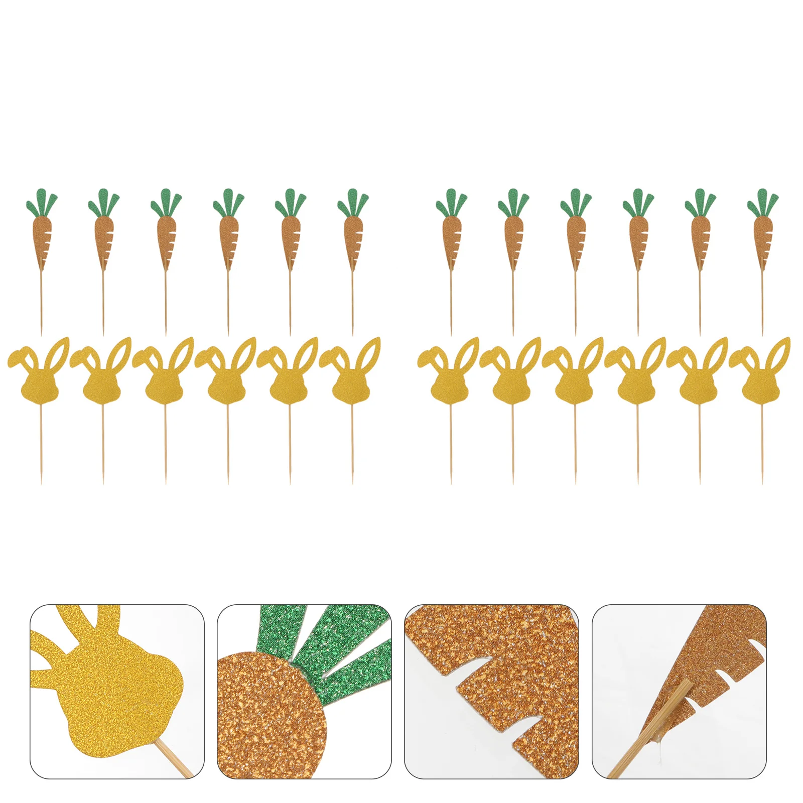 

24Pcs Bunny Carrot Cupcake Toppers Easter Cake Insert Picks Cake Decoration Birthday Party Supplies Cupcake Toppers