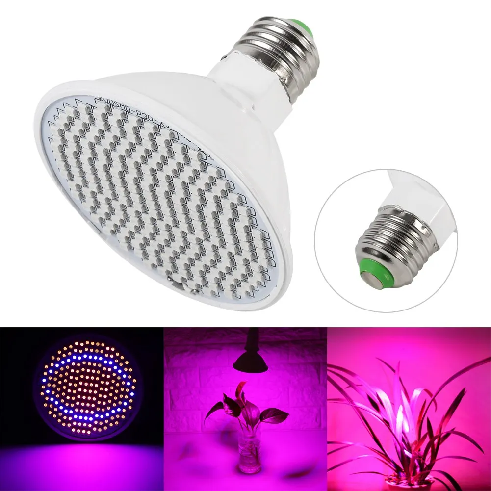 24W 200-luz LED para cultivo de plantas, lámparas hidropónicas E27 para cultivo de flores y verduras, 85 ~ 265V