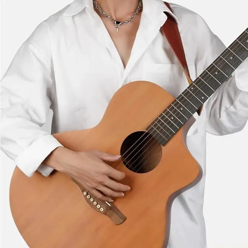 

U2JB Гладкий кожаный гитарный ремень с усиленной строчкой для долговечности и надежности