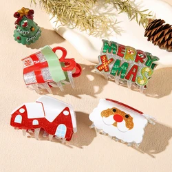 1pc Christmas hair accessories, fashionable double-sided cute printed shark hair clip, hair clip at the back of the head