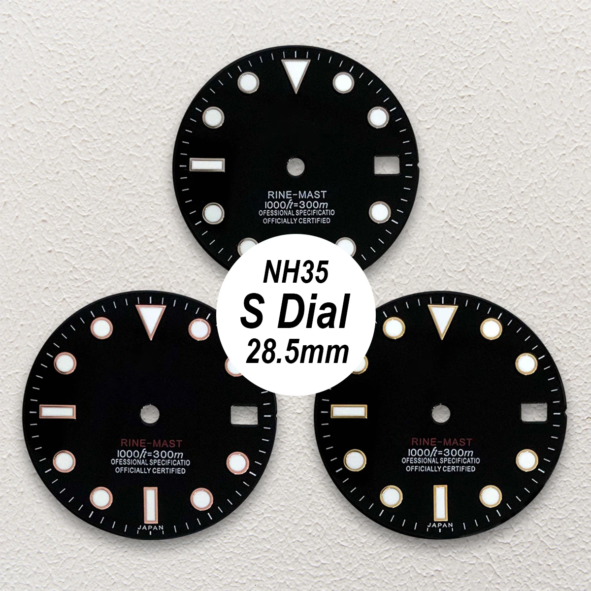 

28.5mm S Logo Black Enamel Dial Fit NH35/NH36/4R/7S Japanese Movement Green Luminous High-Quality Watch Modification Accessories