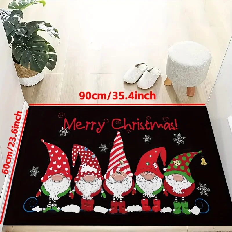 

VIKAMA Christmas Gnome Pattern Rug Bedroom & Living Room Entrance Doormat Non-Slip, Stain-Resistant Carpet Home Decor