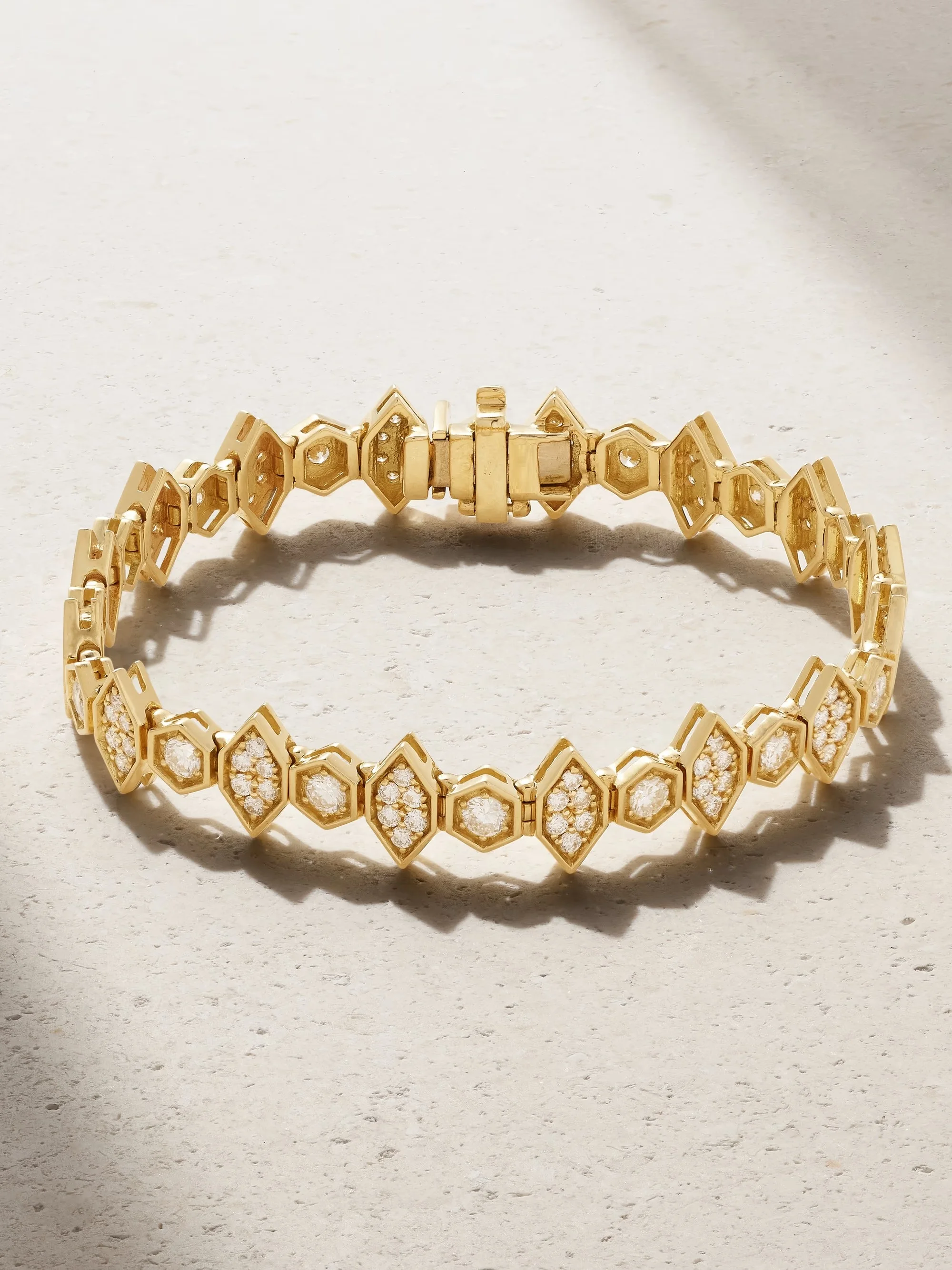 New 17cm Geometric Hexagonal Rhombus Tennis Bracelet for Women Gold Silver Color Cubic Zirconia Fashion Jewelry Dailywear Party