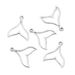 30pcs Charms Hollow Whale Tail 20x17mm Antique Silver Color Pendants Making DIY Handmade Tibetan Finding Jewelry