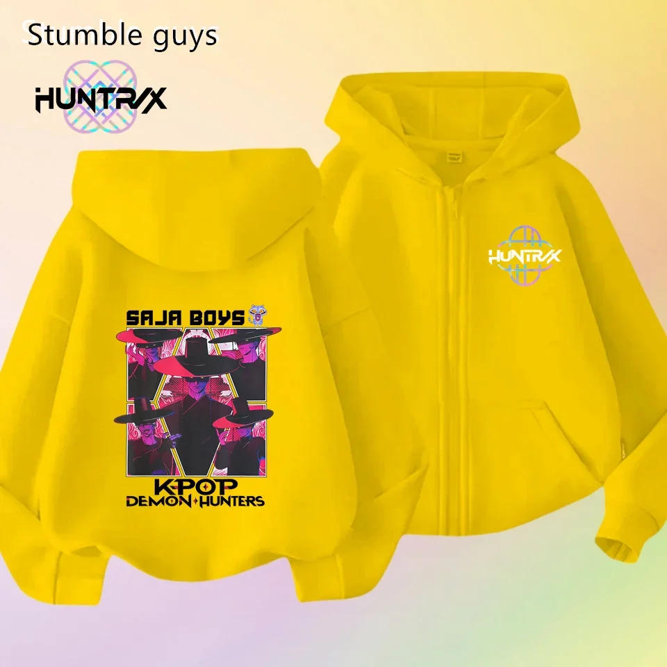 

3-12Y Kids Zipper Hoodie New KPop Demon Hunters Spring Autumn Sportswear Boys Clothes Girls Warm Print Casual