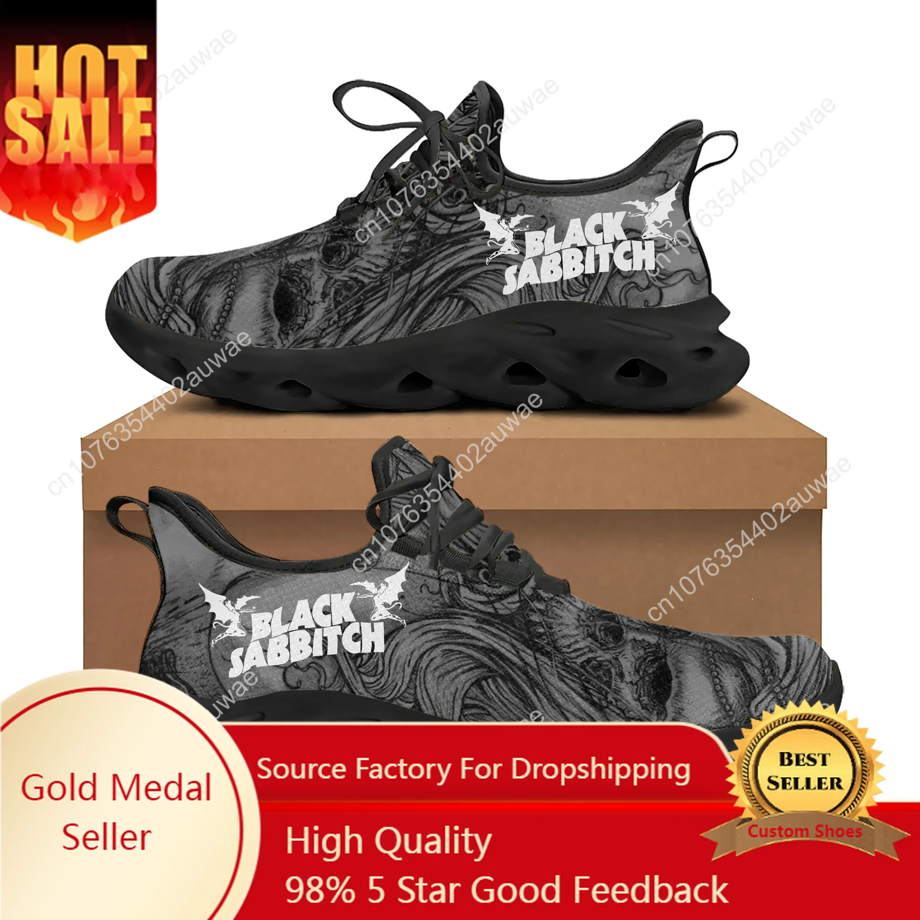 

Black Heavy Metal Band Sabbath Sports Shoes Mens Womens Teenager Kids Children Sneakers Casual Custom High Quality Couple Shoes