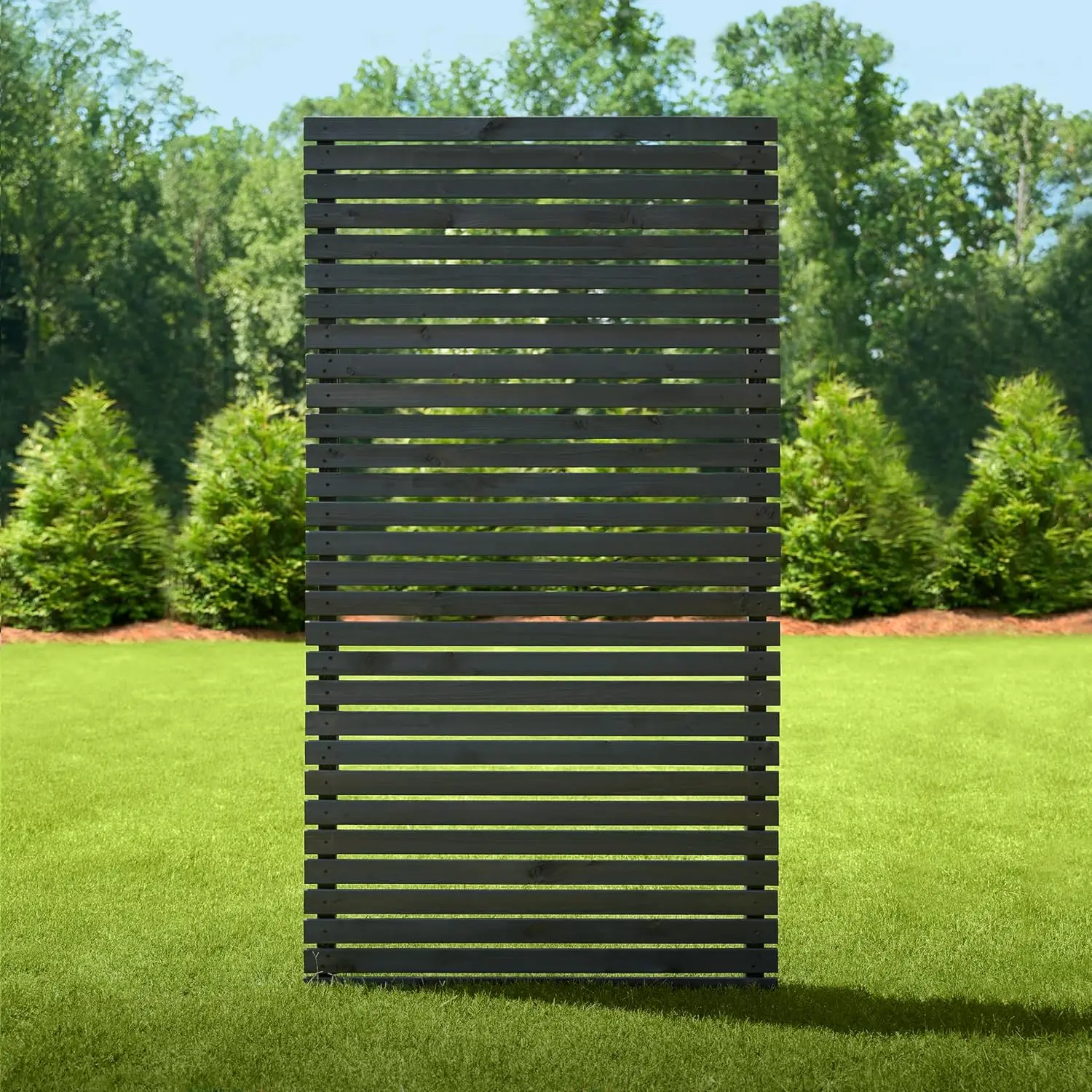 6ft H x 3.1ft W (1 Panel) No Dig Enclo Aspen Charcoal Wood Privacy Screen, Decorative Patio Screen, Great to Hide Trash Cans