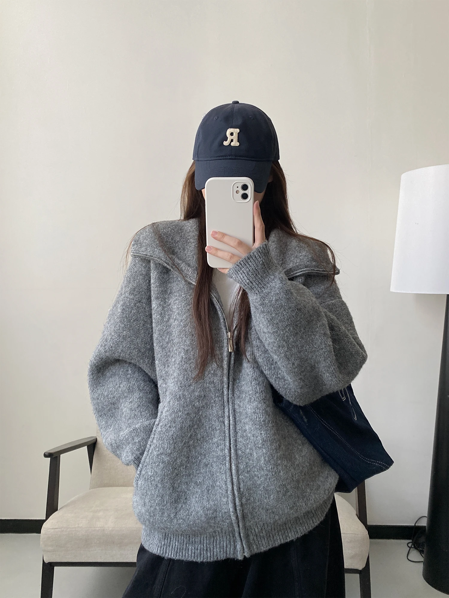 

SunYeo высококачественный шерстяной вязаный кардиган, свитер с капюшоном, ленивый, теплый, для поездок на работу, осень-зима, длинный свеч на молнии