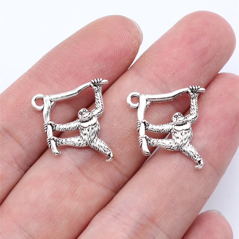 20pcs/lot 20x23mm monkey Charms For Jewelry Making Antique Silver Color 0.79x0.91inch