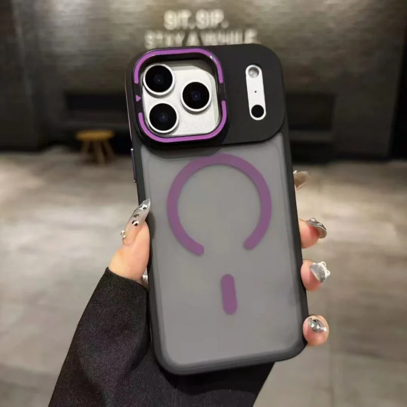 カラフルなワイヤレス磁気保護ケース iPhone17 PRO MAX 16 15 14 13 12 11 Plus用 耐衝撃PCケース