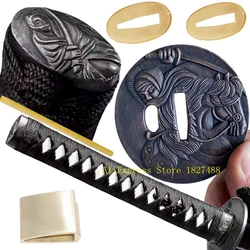 26CM Handle Real Katana Tsuka Japanese Sword Samurai Theme Set Fittings Alloy Tsuba Fuchi Kashira Menuki Brass Habaki Seppa