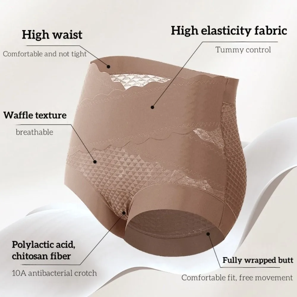 أزياء كشكش سلس سراويل تنفس سراويل عالية الخصر ملخصات الملابس الداخلية الحلو البطن تحكم الملابس الداخلية النساء