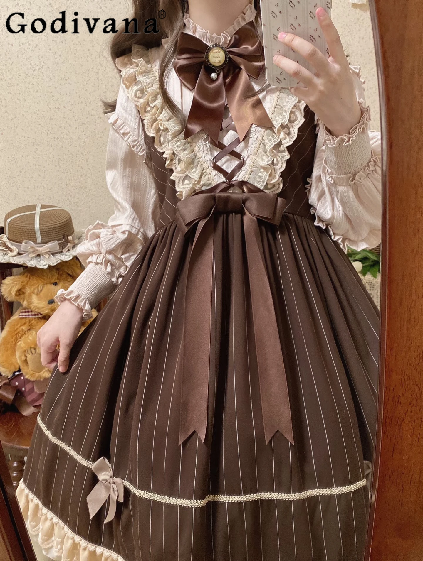 

Japanese Original Lolita Sweet Girl Long Sleeve Dress Autumn New Daily Commute Cute Doll Style College Style Dresses