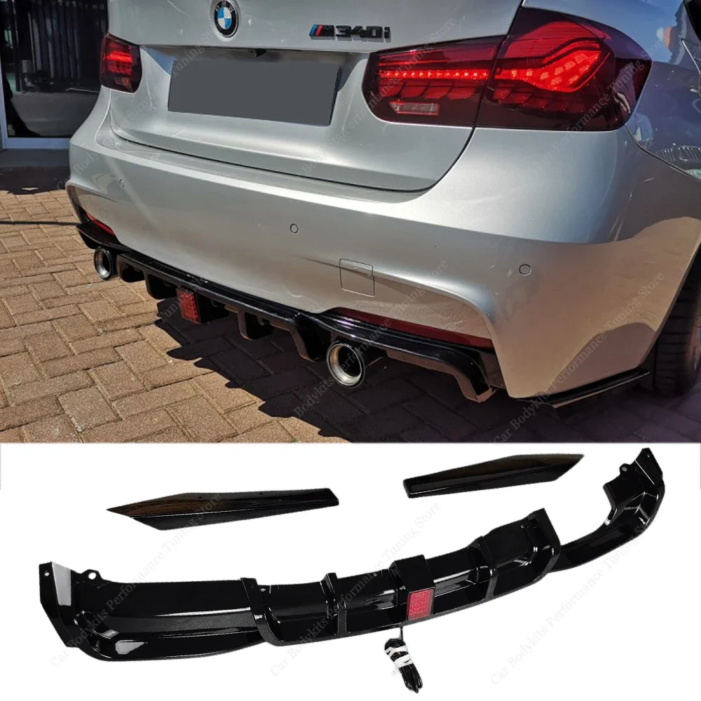 For Bmw F30 F1 Style Rear Diffuser With Lamp&Rear Side Splitter 3 Series 320d 325d 330i 330d 340i M Sport 2012-2019 Tuning