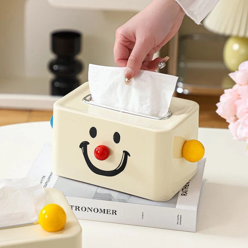 Cream Tissue Box Toilet Paper Storage Box Desktop Napkin Holder Cute Colorful Ball Bathroom Paper Dispenser Home Decoration
