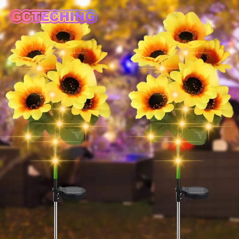 

7 Heads LED Solar Simulation Sunflower Light Garden Yard Lawn Night Lights Landscape Lamp Home Decoration Christmas Flower Light