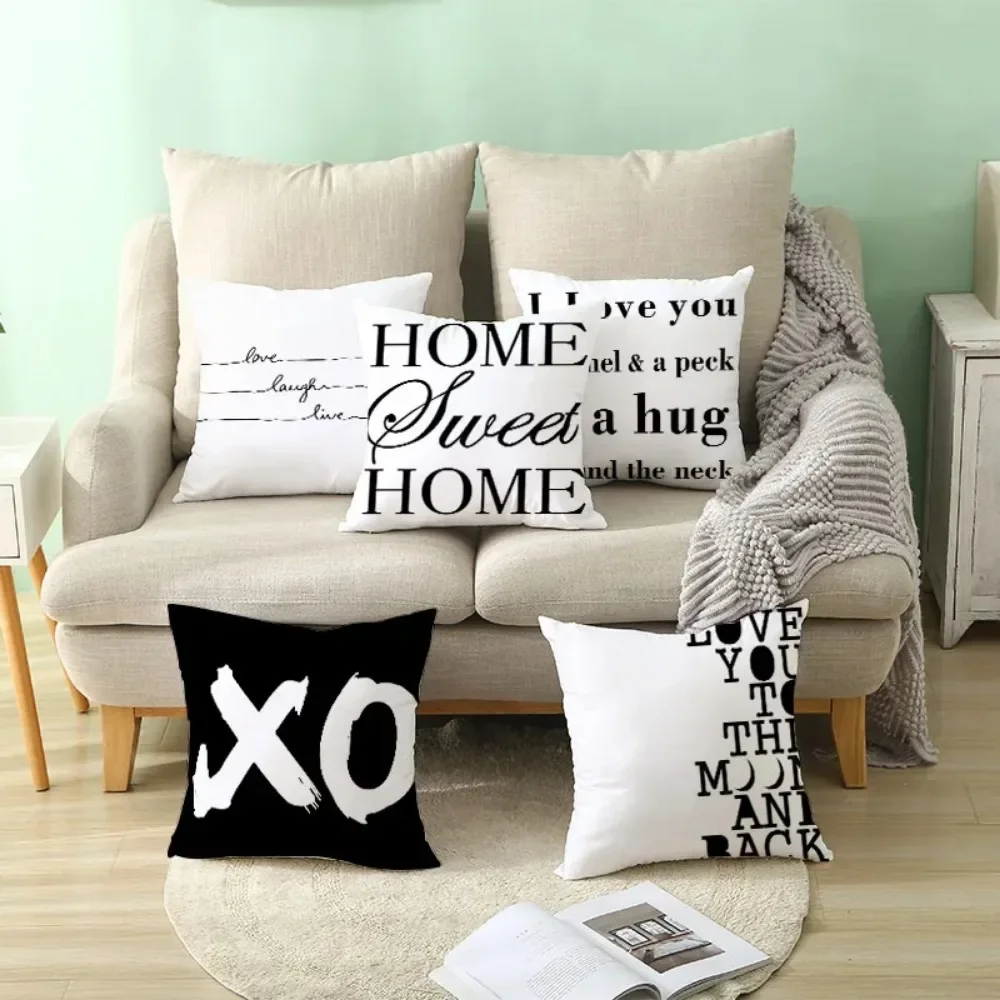 Motto Letter Cushion Cover Black And White Maxim Letters Pillow Case Home Textiles Party Sofa Bed Nordic Decorative Pillow Cover