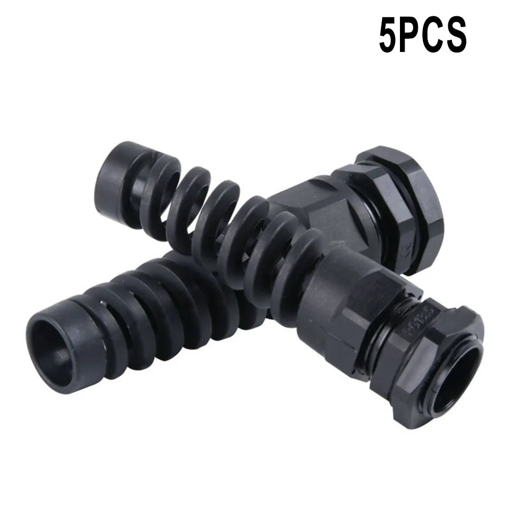 5pc PG7/PG9 M16/PG11 Soft Thread Cable Gland Connector Flexible Spiral Strain Relief Protector For Mechanical Control Boxes