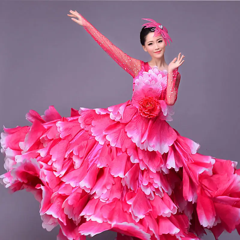 Prom Party Celebriate Women Show Performance Stage Wear Dance Costume Large Flower  Ball Gown Dress Outfits Model Show Catwalk