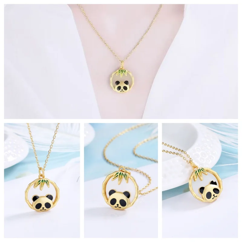 

The new Chinese-style cute panda pendant necklace is a simple and fashionable jewelry accessory for girls' outfits.