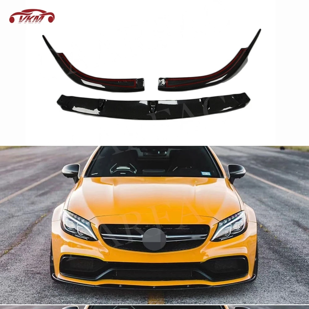 

Carbon Fiber Front Lip Chin Bumper Spoiler for Mercedes Benz C Class W205 C63 AMG two door 2015-2020 FRP Front Bumper Lip Chin