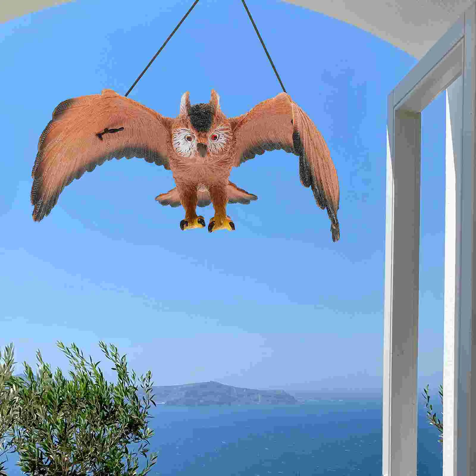Decoración colgante de jardín, búho, disuasorios de pájaros elegantes, adorno de patio, corujas para asustar pájaros, adornos de césped