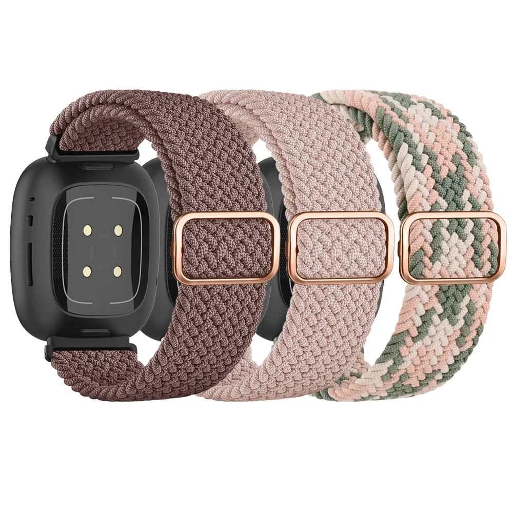 Elastic Braided Loop Band For Fitbit Versa SE 2 3 4 Strap Wristband For Fitbit Sense 2/Versa Lite Watchband Adjustable Bracelet