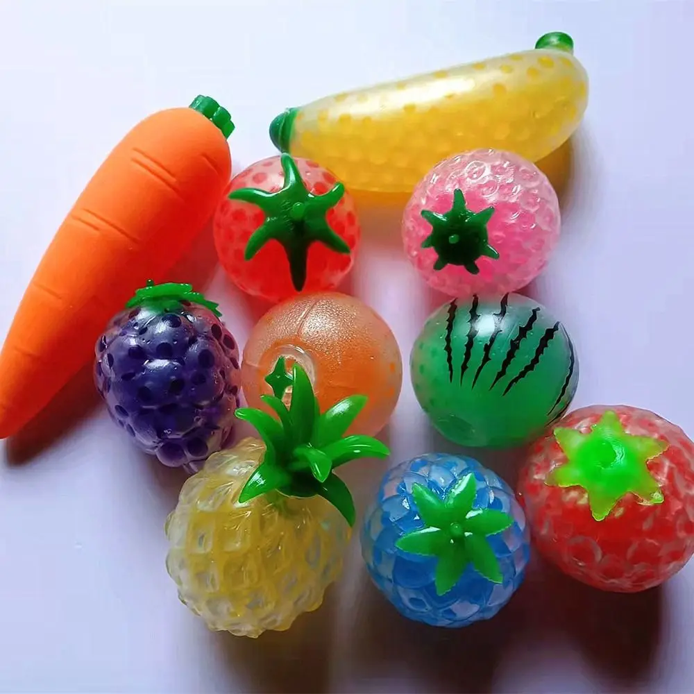 1pc New Strawberry Fruit Squishy Stress Balls Watermelon Squishy Texture Dough Ball Anxiety Relief Squeeze For