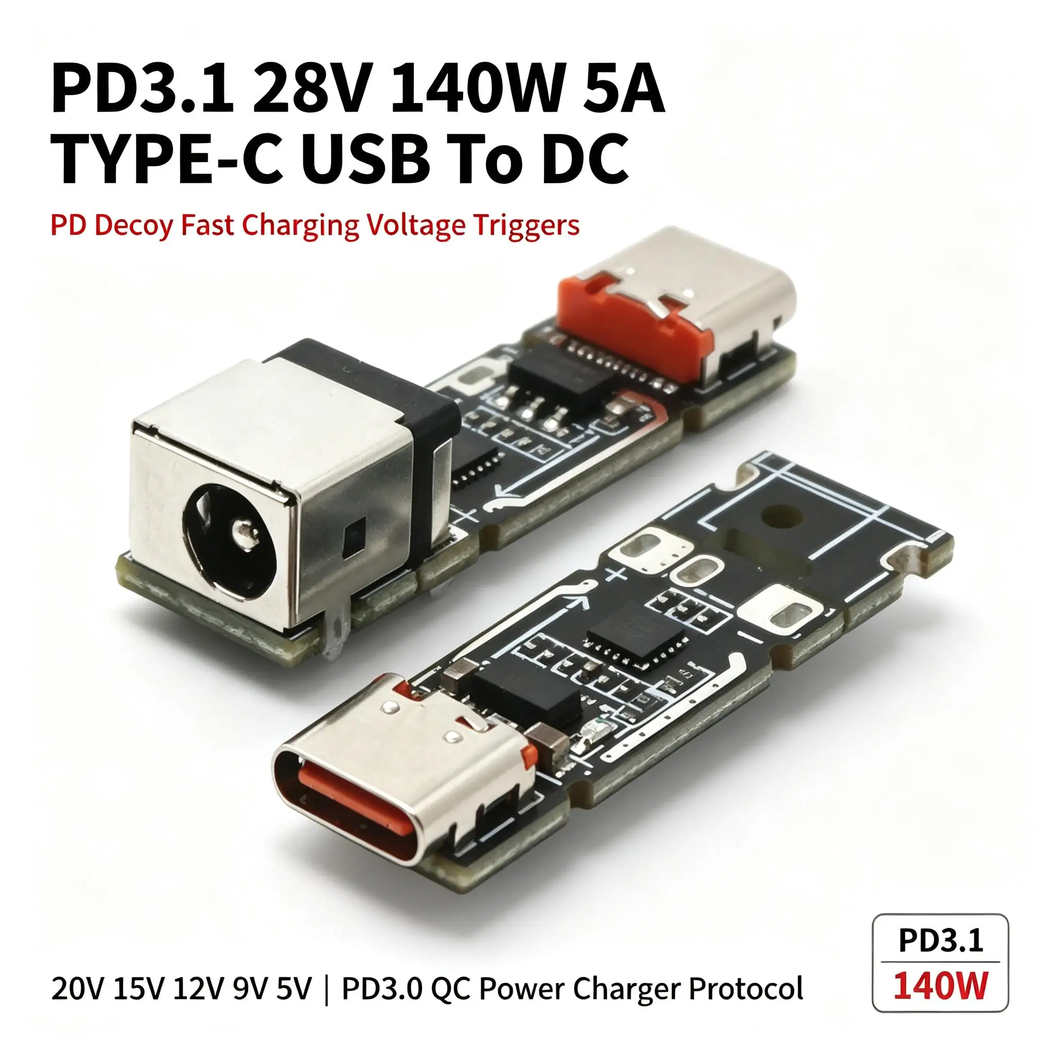 DYKB PD3.0 QC PD3.1 28V 140W 5A TYPEC USB To DC PD Decoy Fast Charging Voltage Triggers 20V 15V 12V 9V 5V Power Charger Protocol
