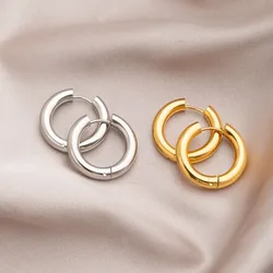 4mm Thick Stainless Steel Gold-plated Sleek Stacked Huggies Circle Buckle Hoop Earrings Steampunk Women Men Classic Accessories