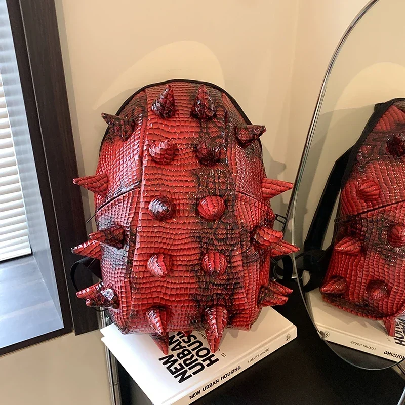 Hedgehog Shape PU Backpacks Large Capacity High Quality Unique Design Personality Backpacks for Unisex 2024 Fashion New Style